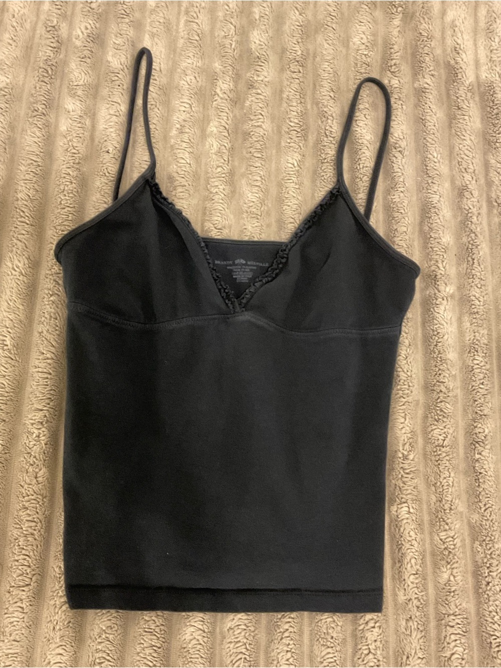 Brandy Melville Black Lace-Trim Spaghetti Strap Cami